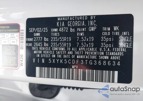 2026 Kia Sportage Sx-Prestige из США, поврежденный, VIN 5XYK5CDF3TG368634